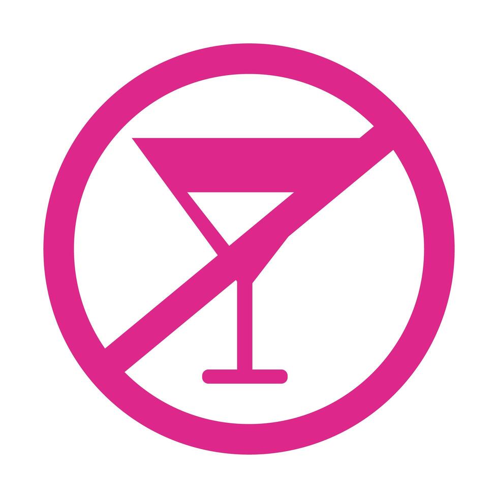 no beba alcohol señal silueta estilo icono vector