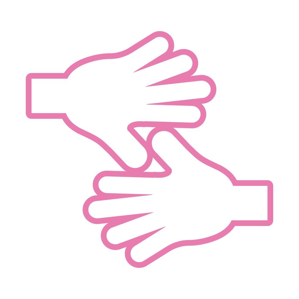 hands human stop pink line style vector