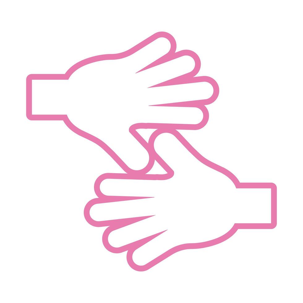 hands human stop pink line style vector