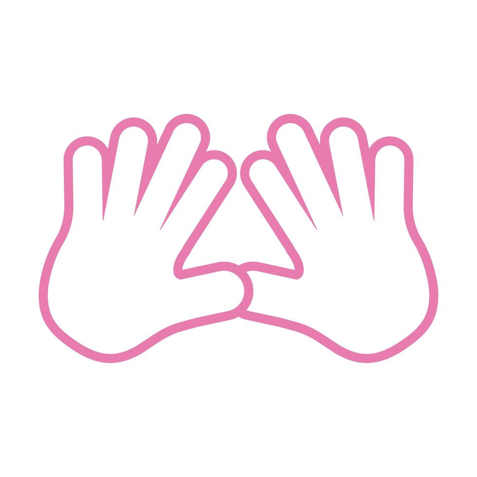 hands human stop pink line style icon vector