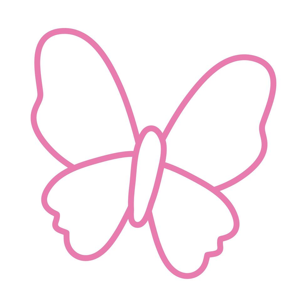 butterfly pink line style icon vector