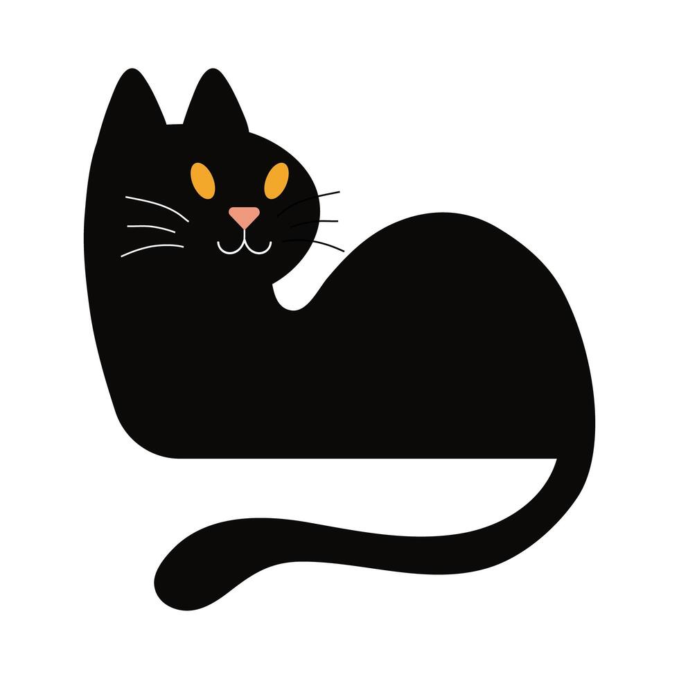 halloween cat black flat style icon vector