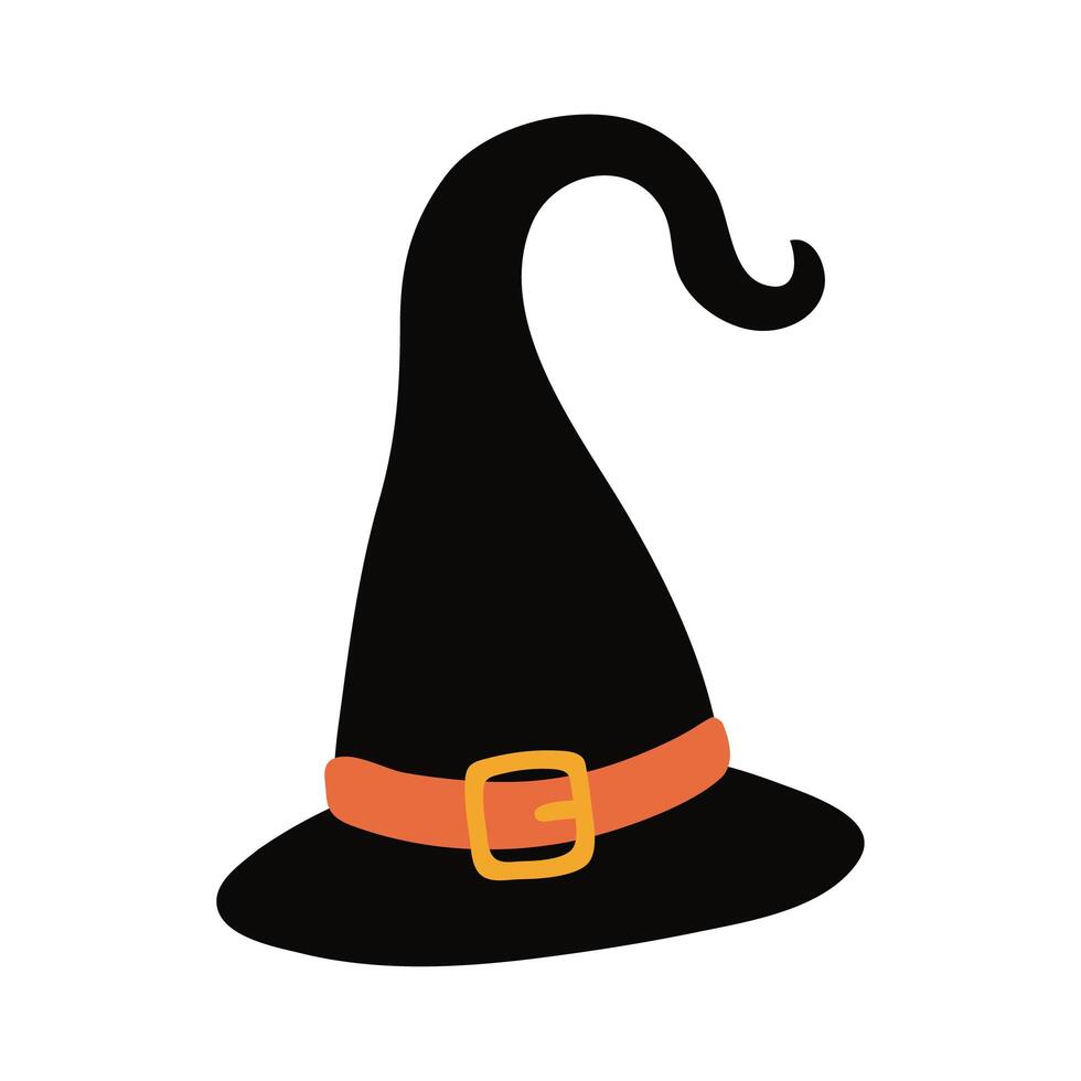 icono de estilo plano de sombrero de bruja de halloween vector