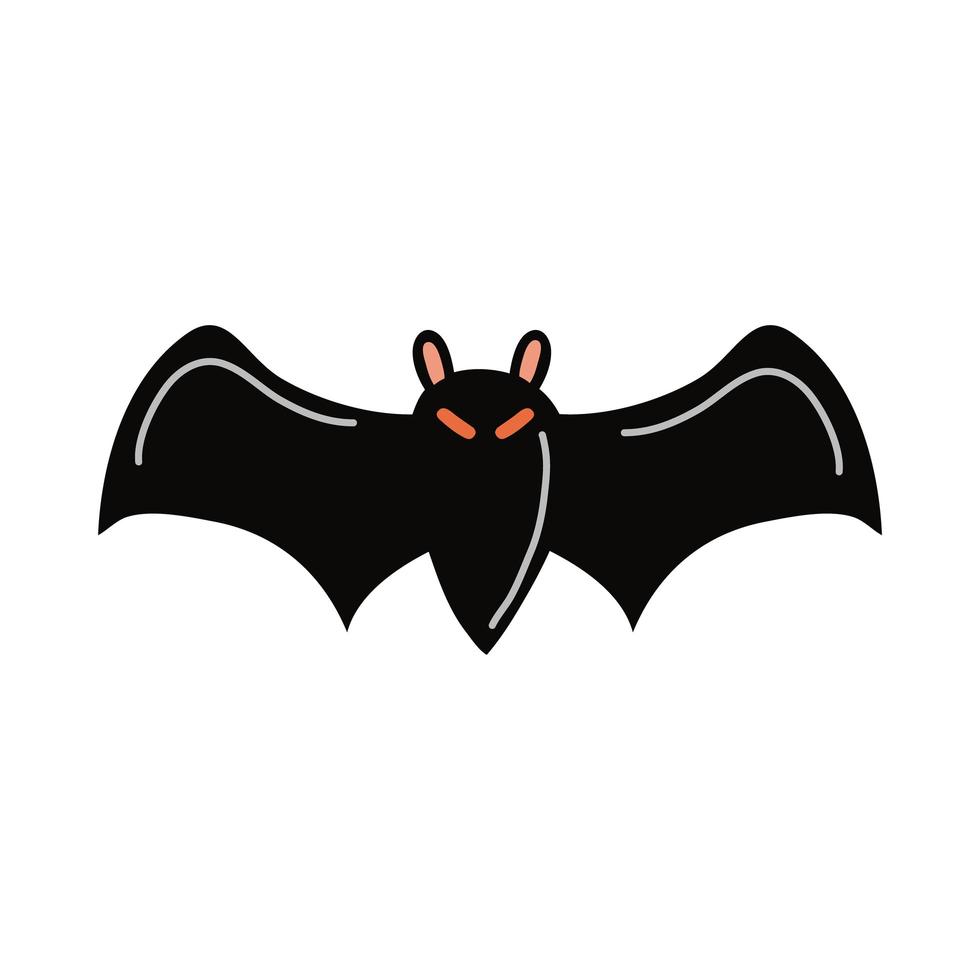 halloween bat flying flat style icon vector