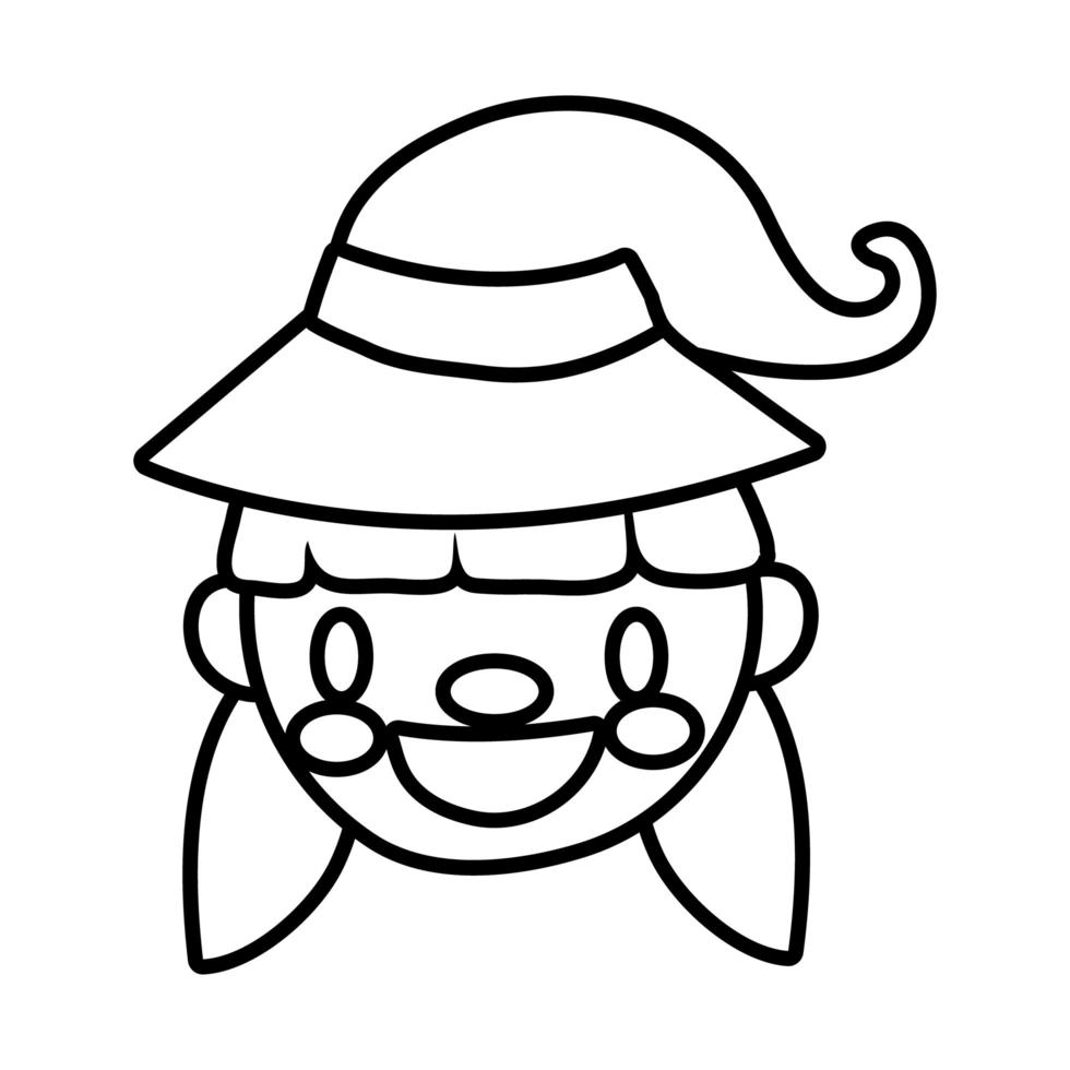 bruja de halloween con icono de estilo de línea de sombrero vector