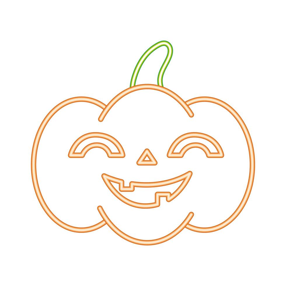 halloween pumpkin face neon style icon vector