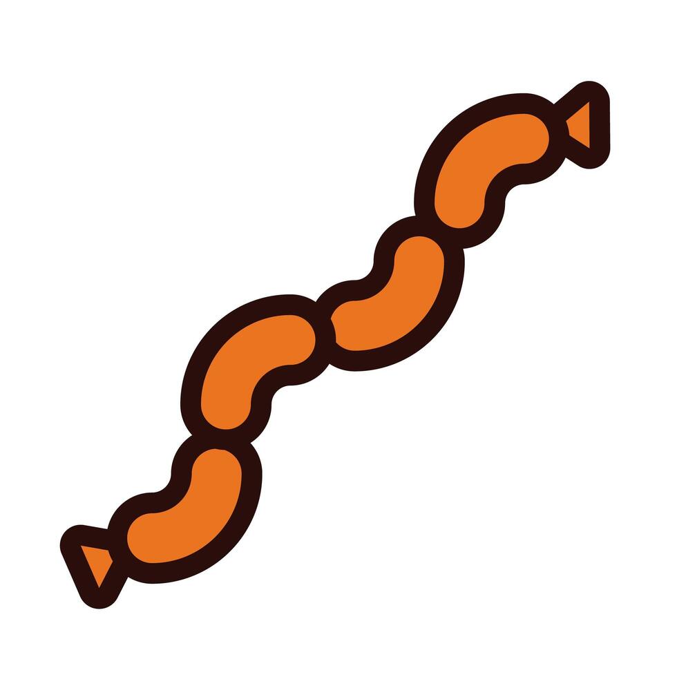 delicious sausages line and fill style vector