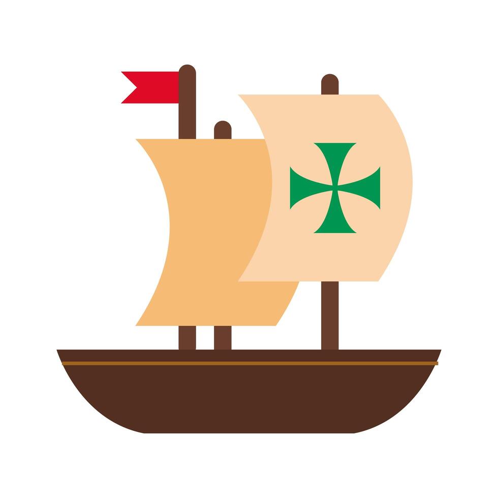 caravel ship columbus day flat style vector