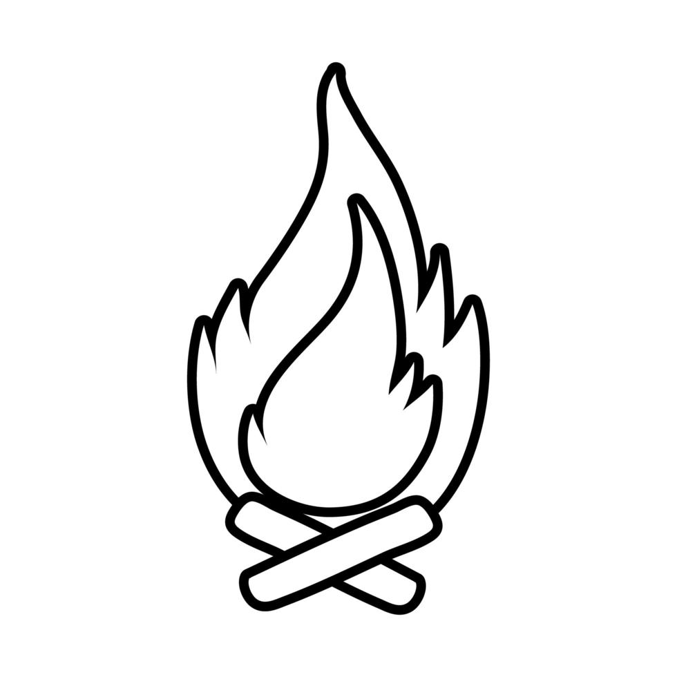 icono de estilo de línea de llama de fogata vector