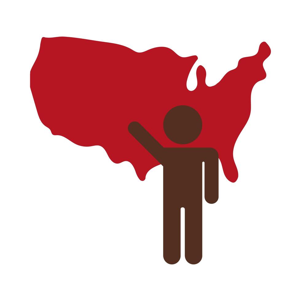 silhouette man with united states of america map columbus day flat style vector