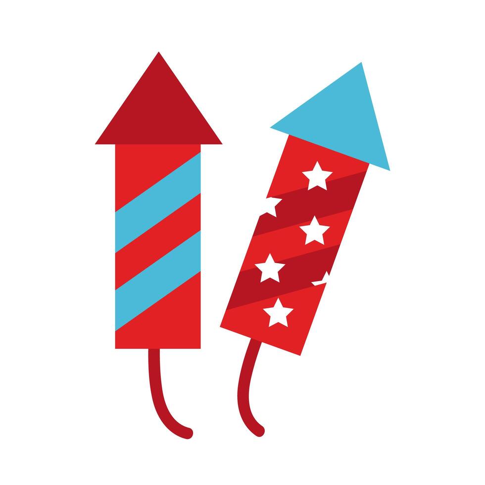 fireworks rockets flat style icons vector