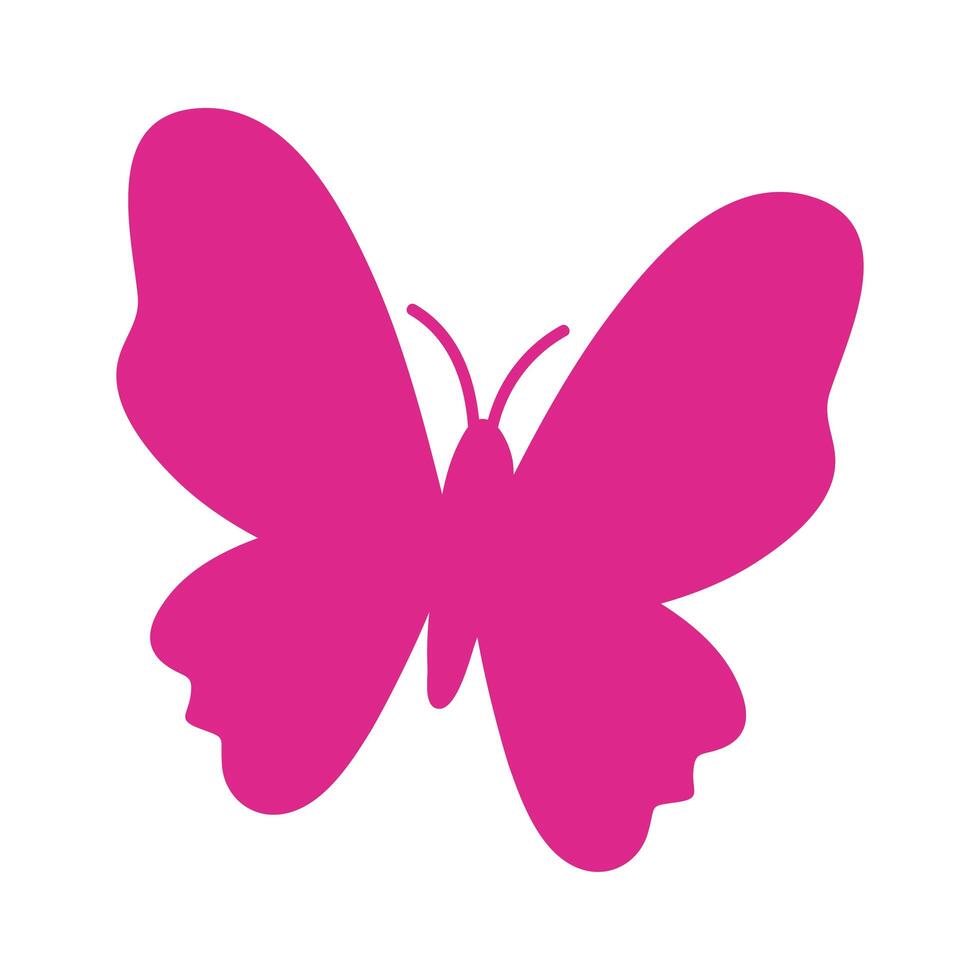 icono de estilo de silueta de mariposa rosa vector