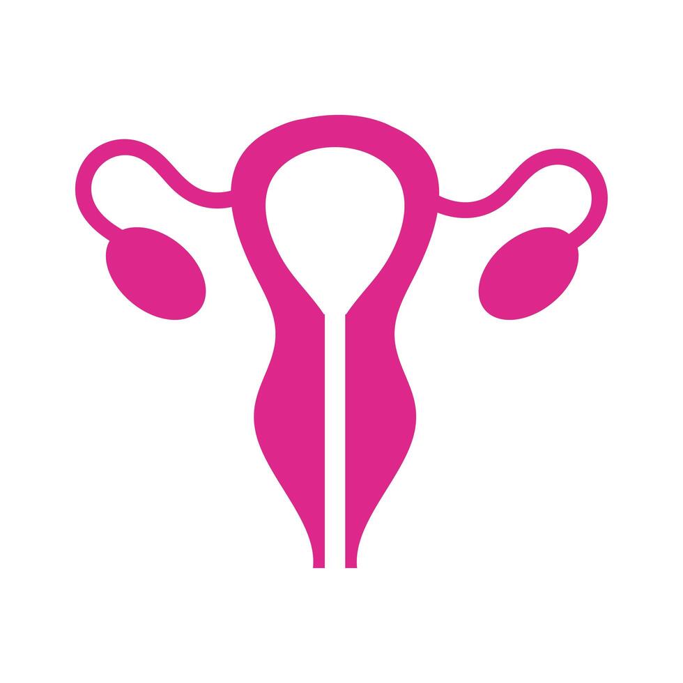 female reproductive organ silhouette style icon vector