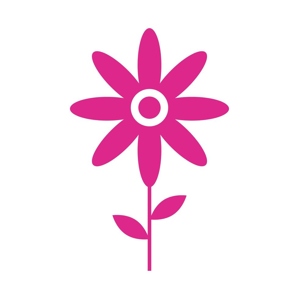 pink flower silhouette style icon vector