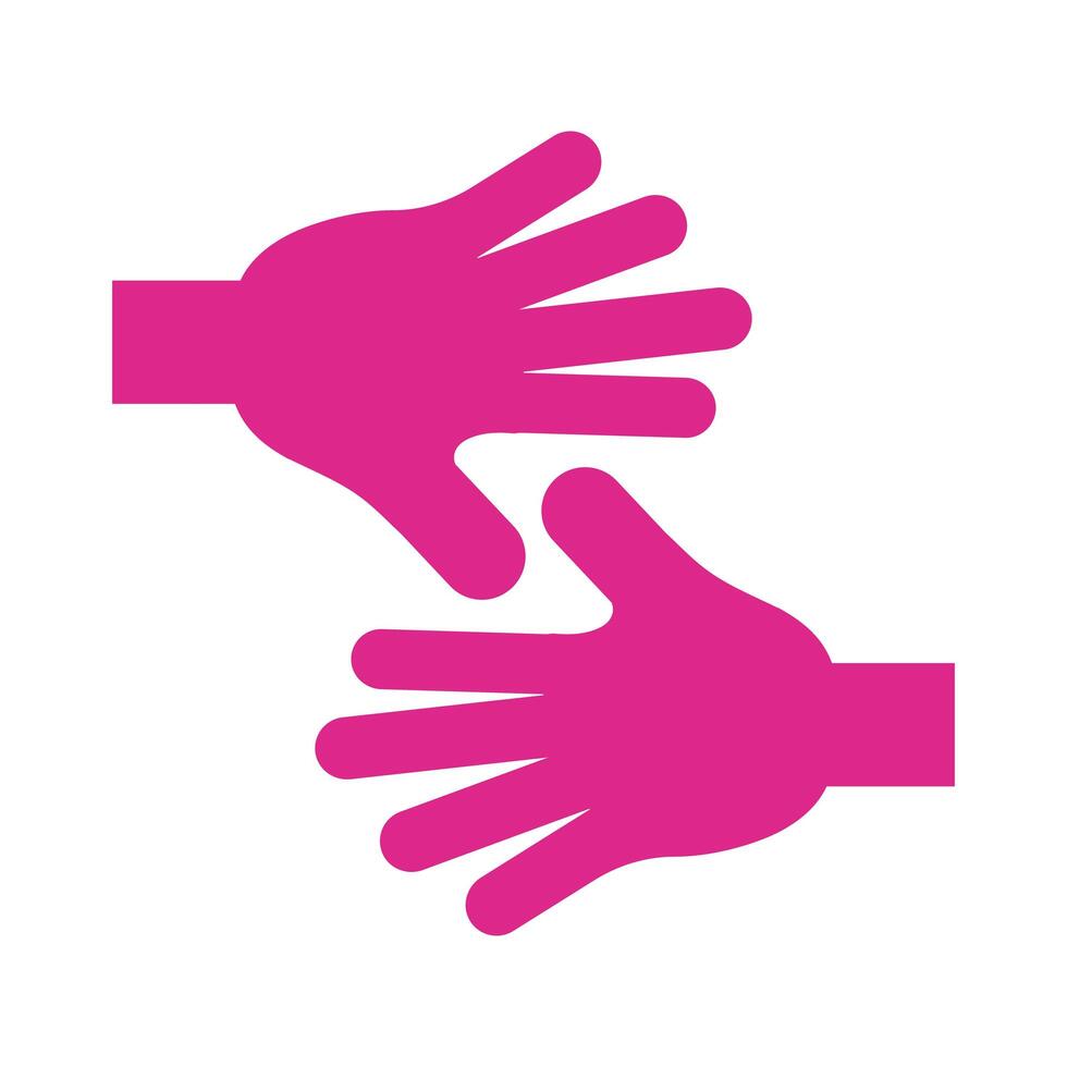 hands human stop pink silhouette style vector