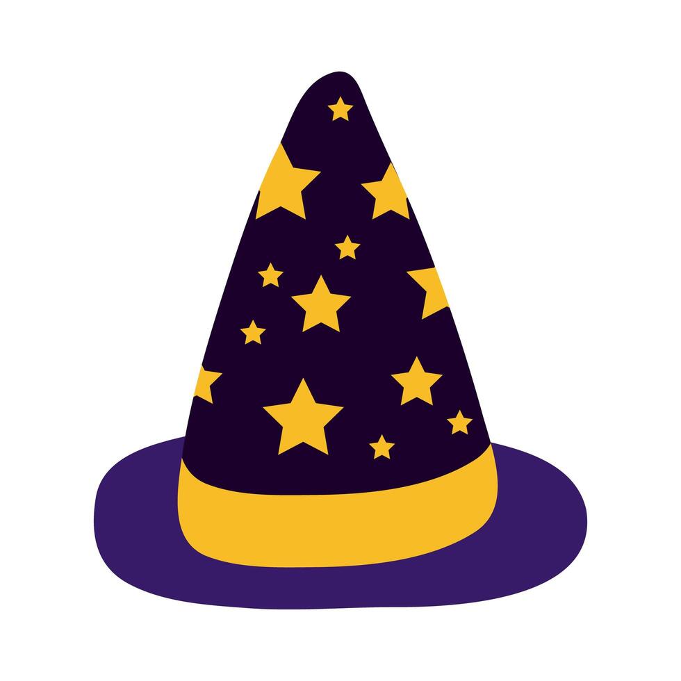 halloween witch hat with stars flat style icon vector