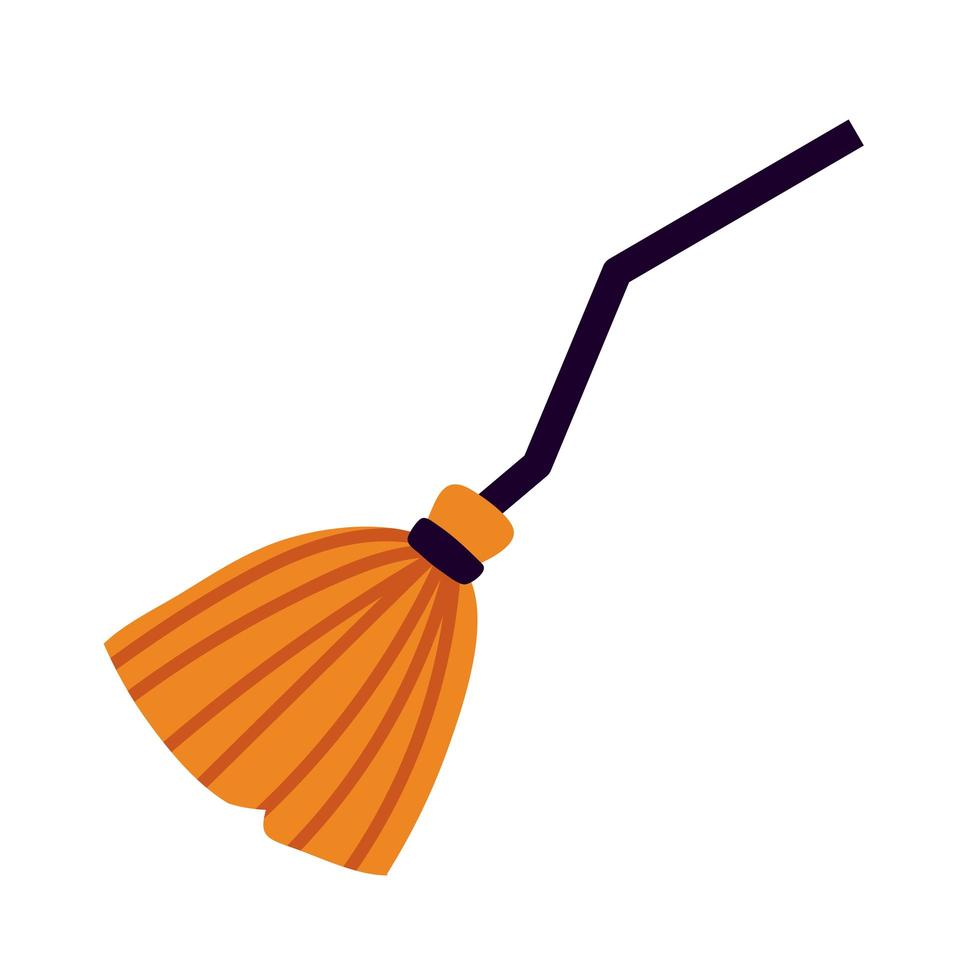 witch broom flat style icon vector