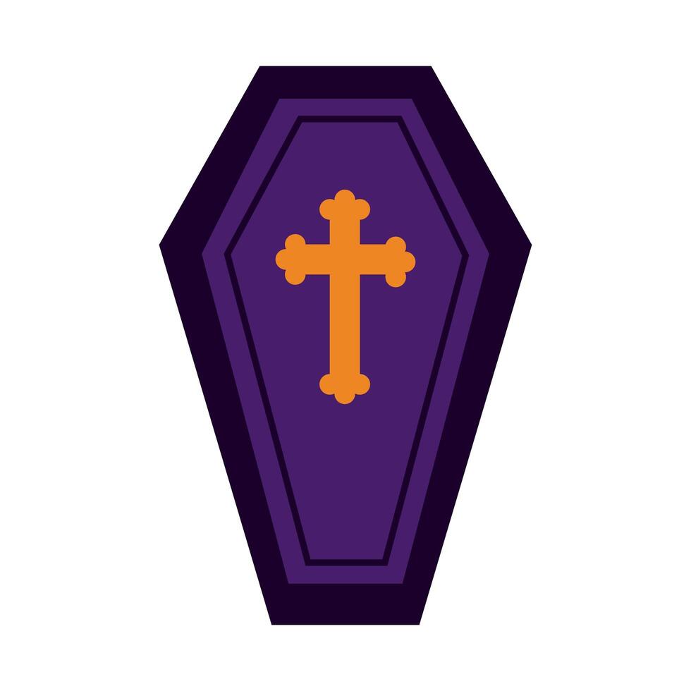 halloween coffin flat style icon vector