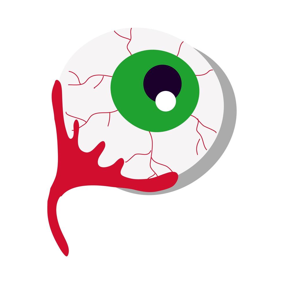 ojo de halloween con icono de estilo plano de sangre vector