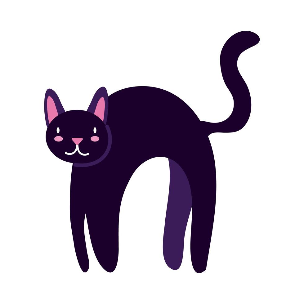 halloween cat black flat style icon vector