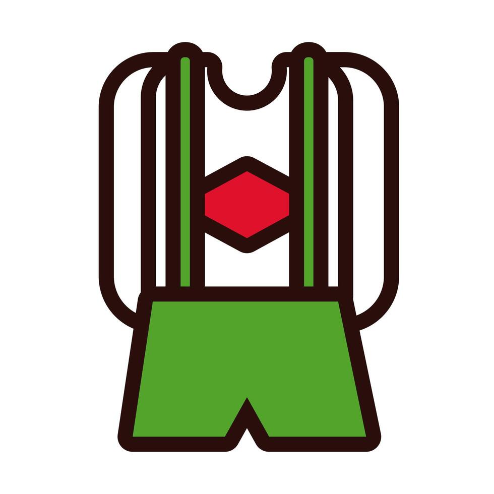 masculine costume oktoberfest line and fill style vector