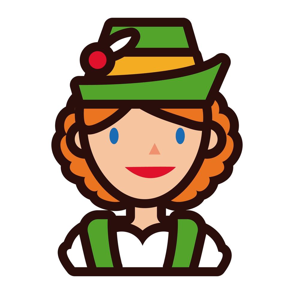 woman in traditional oktoberfest costume line and fill style vector