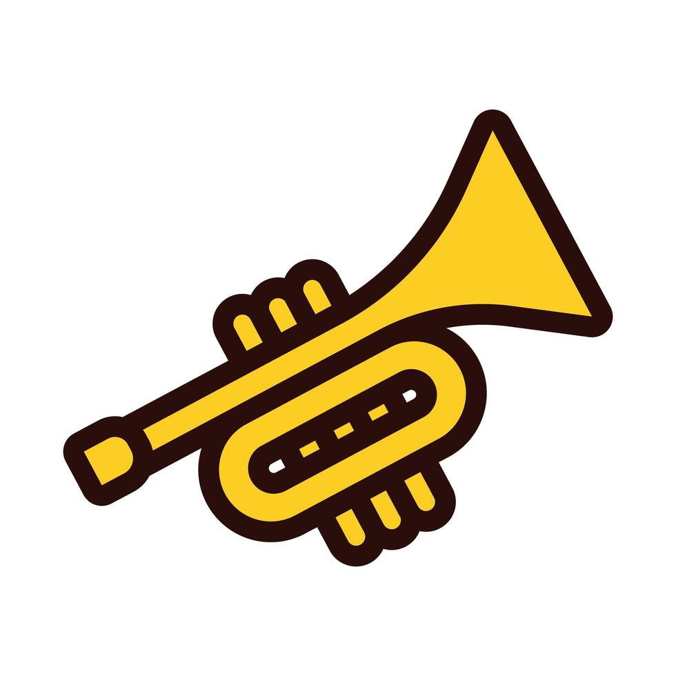 trumpet air instrument musical line and fill style icon vector