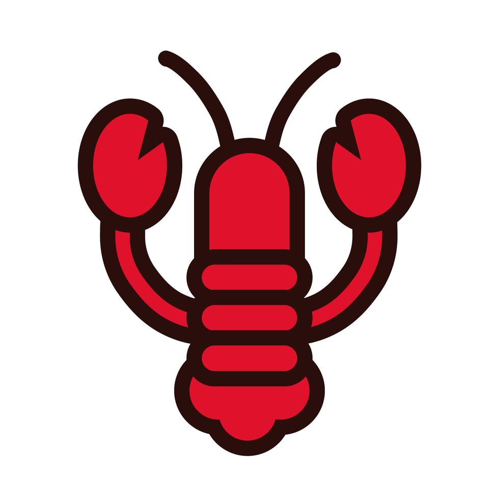 lobster seafood line and fill style vector