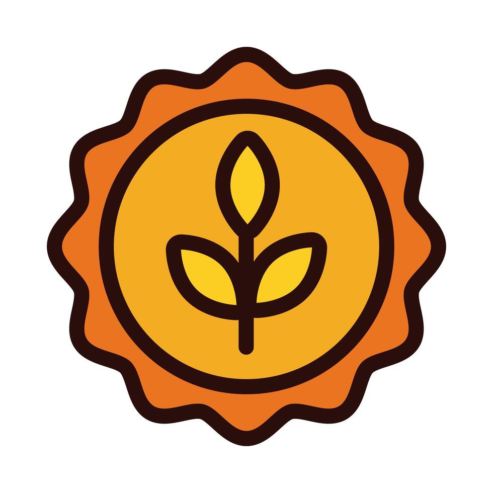 beer cap with leaves line and fill style icon vector