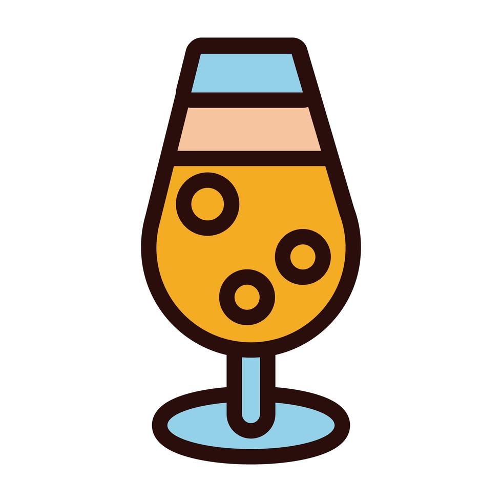 beer in cup drink line and fill style vector