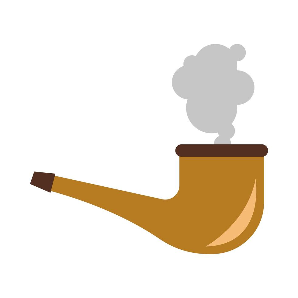 wooden smoke pipe flat style icon vector