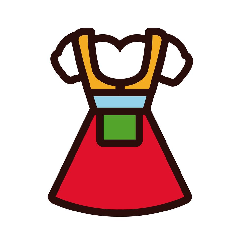 feminine costume oktoberfest line and fill style icon vector