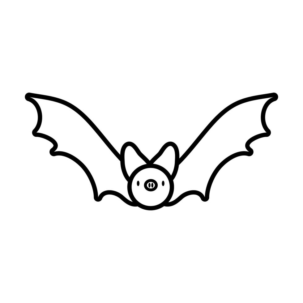 icono de estilo de línea de vuelo de murciélago de halloween vector