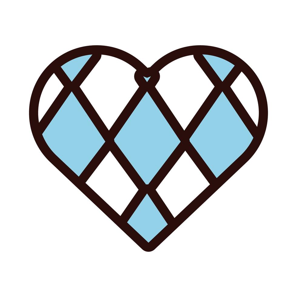 corazón con la línea de la bandera oktoberfest y el icono de estilo de relleno vector