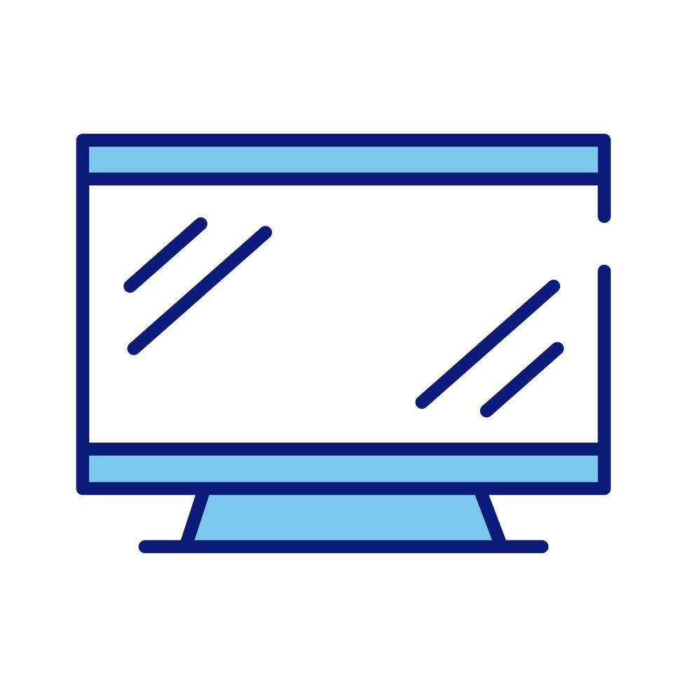 desktop computer monitor style line and fill icon vector