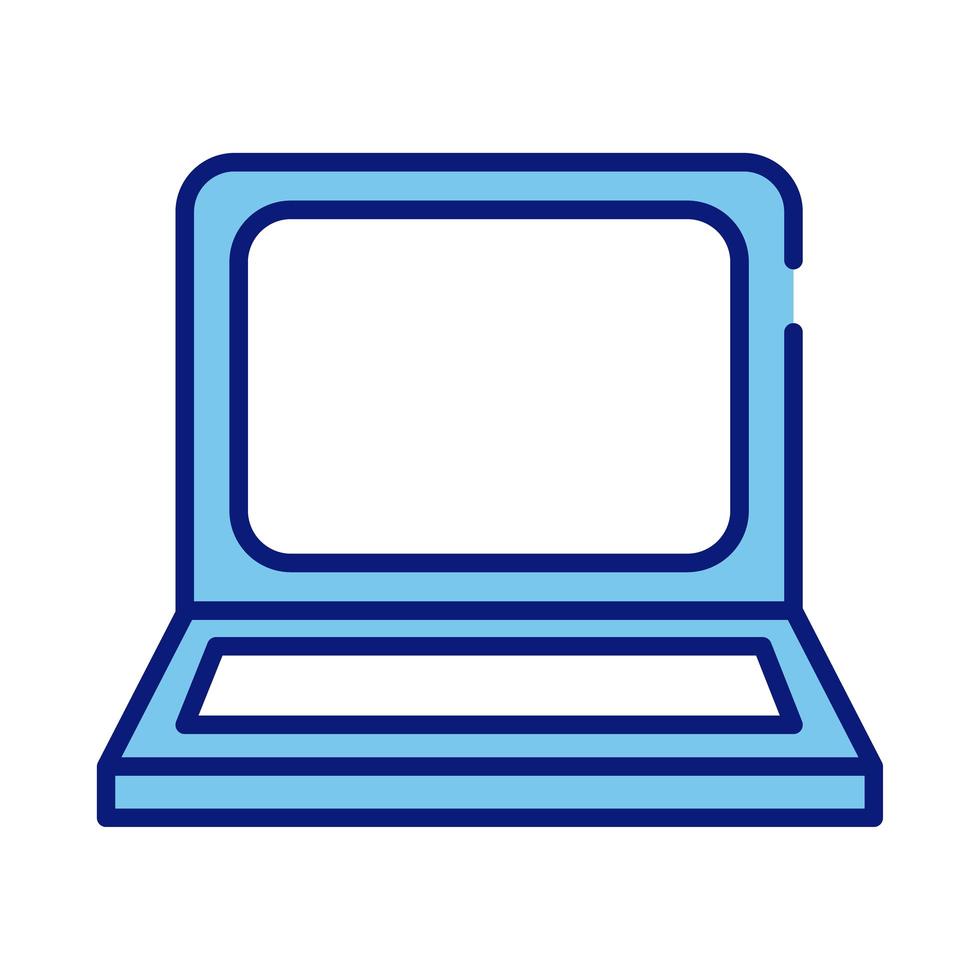 laptop computer portable device line and fill style icon vector