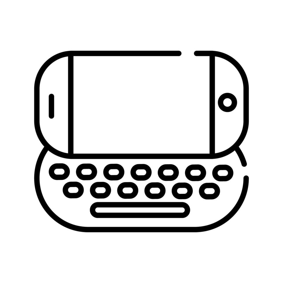 smartphone with keyboard line style icon vector