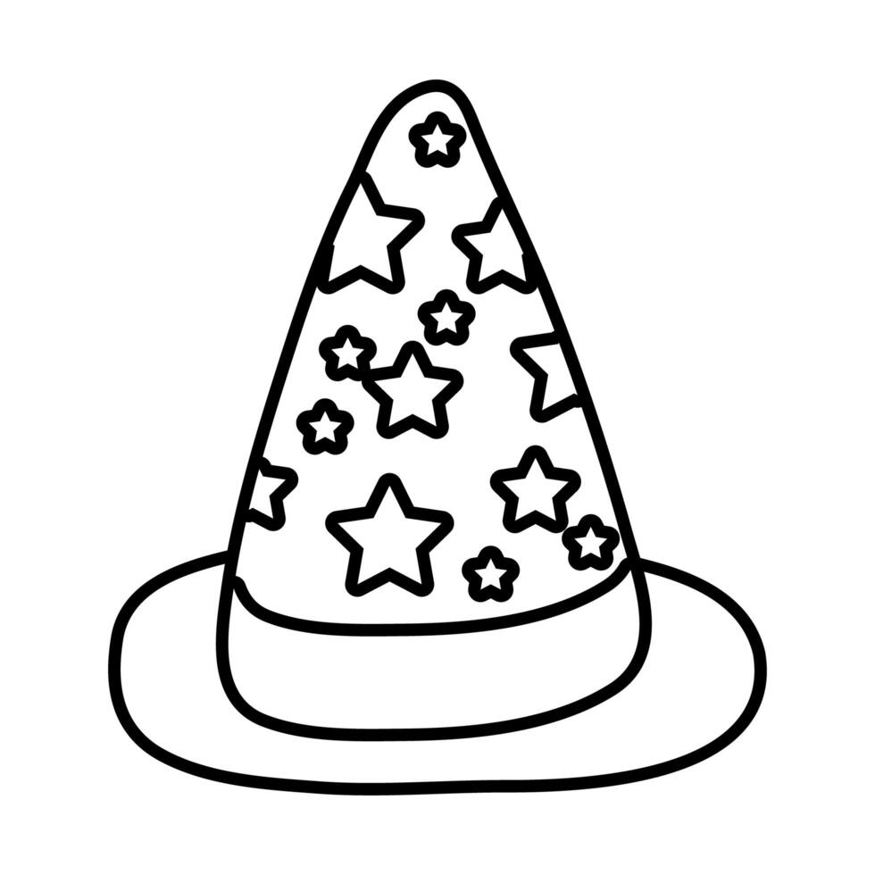 halloween witch hat with stars line style icon vector