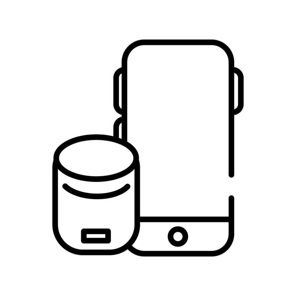 dispositivo de teléfono inteligente con icono de estilo de línea de altavoz vector