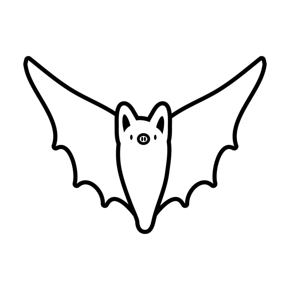 halloween bat flying line style vector