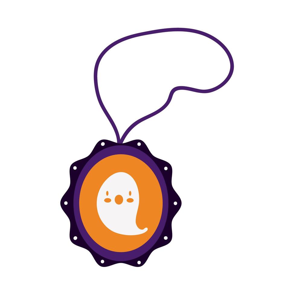 halloween necklace with ghost flat style icon vector