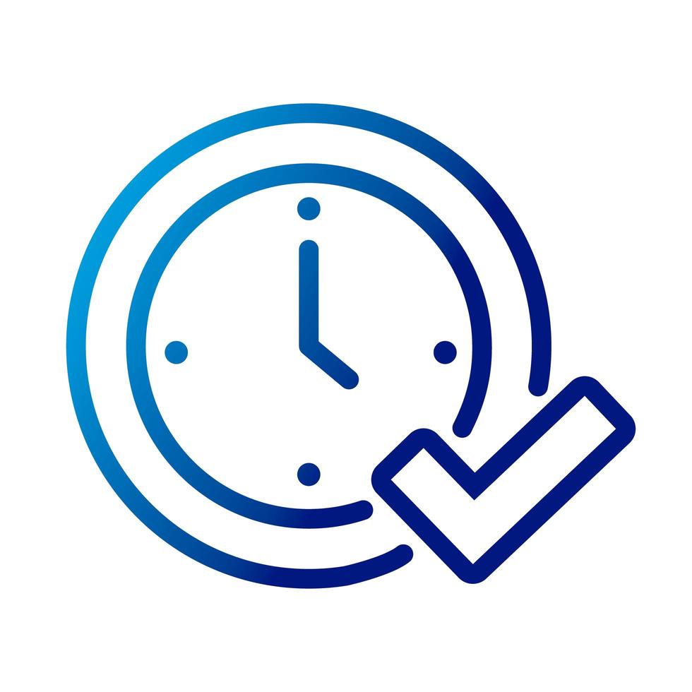 time clock with check symbol gradient style icon vector