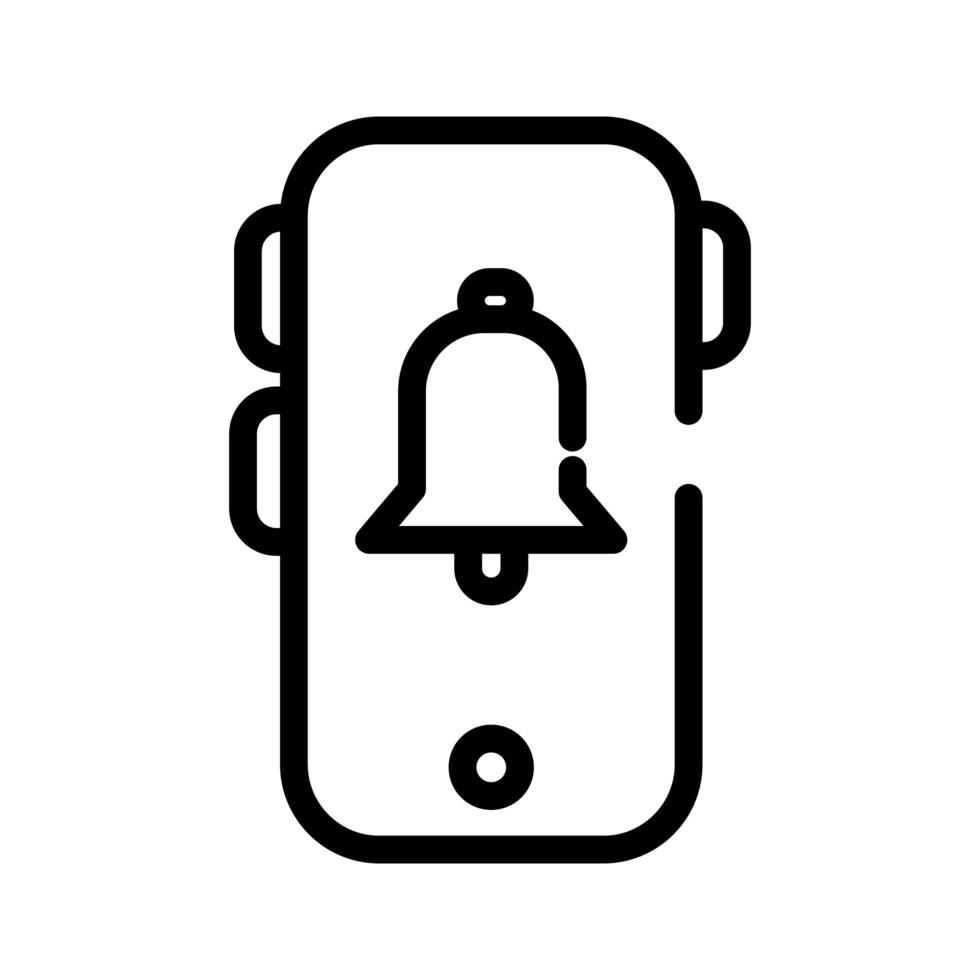 smartphone with bell line style icon vector