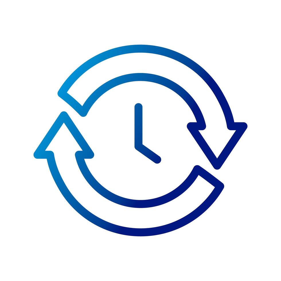 time clock with arrows reload gradient style icon vector