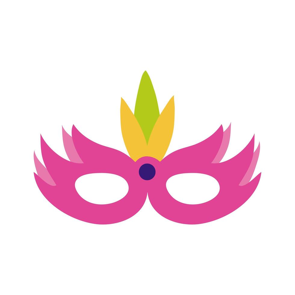 carnival mask with feathers flat style icon vector