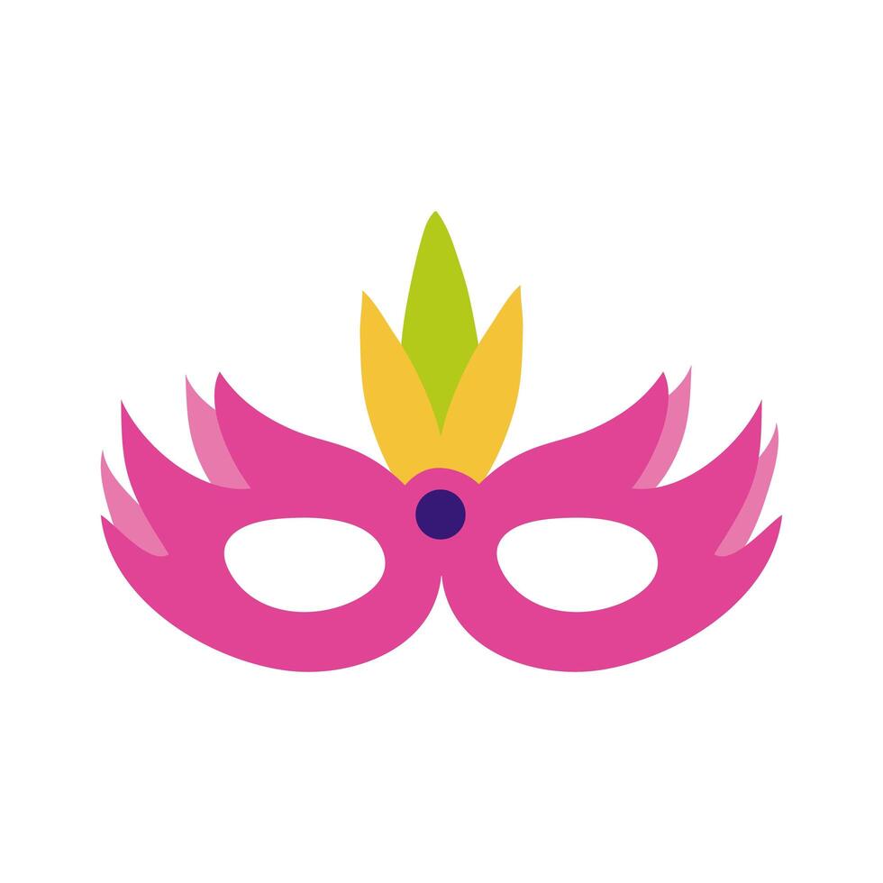 máscara de carnaval con icono de estilo plano de plumas vector