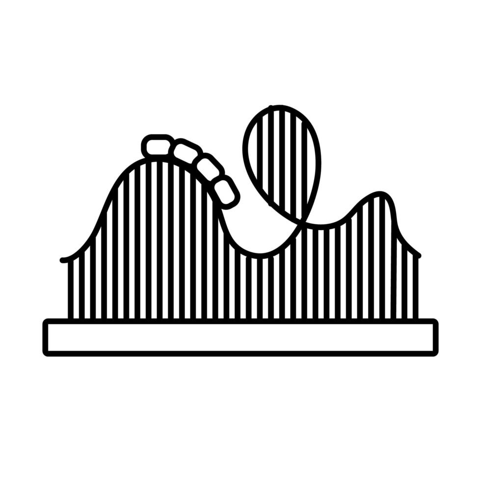 roller coaster mechanical fairground attraction line style icon vector