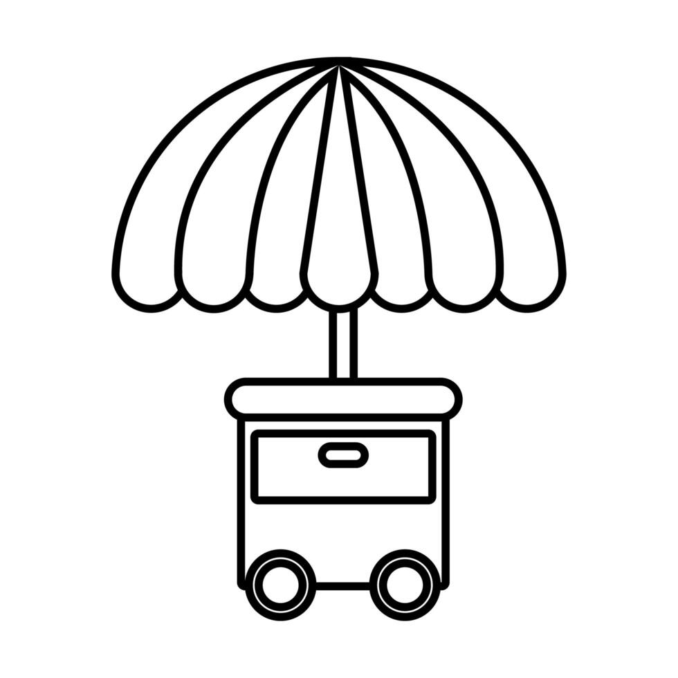 icono de línea de estilo de carrito de quiosco de feria vector