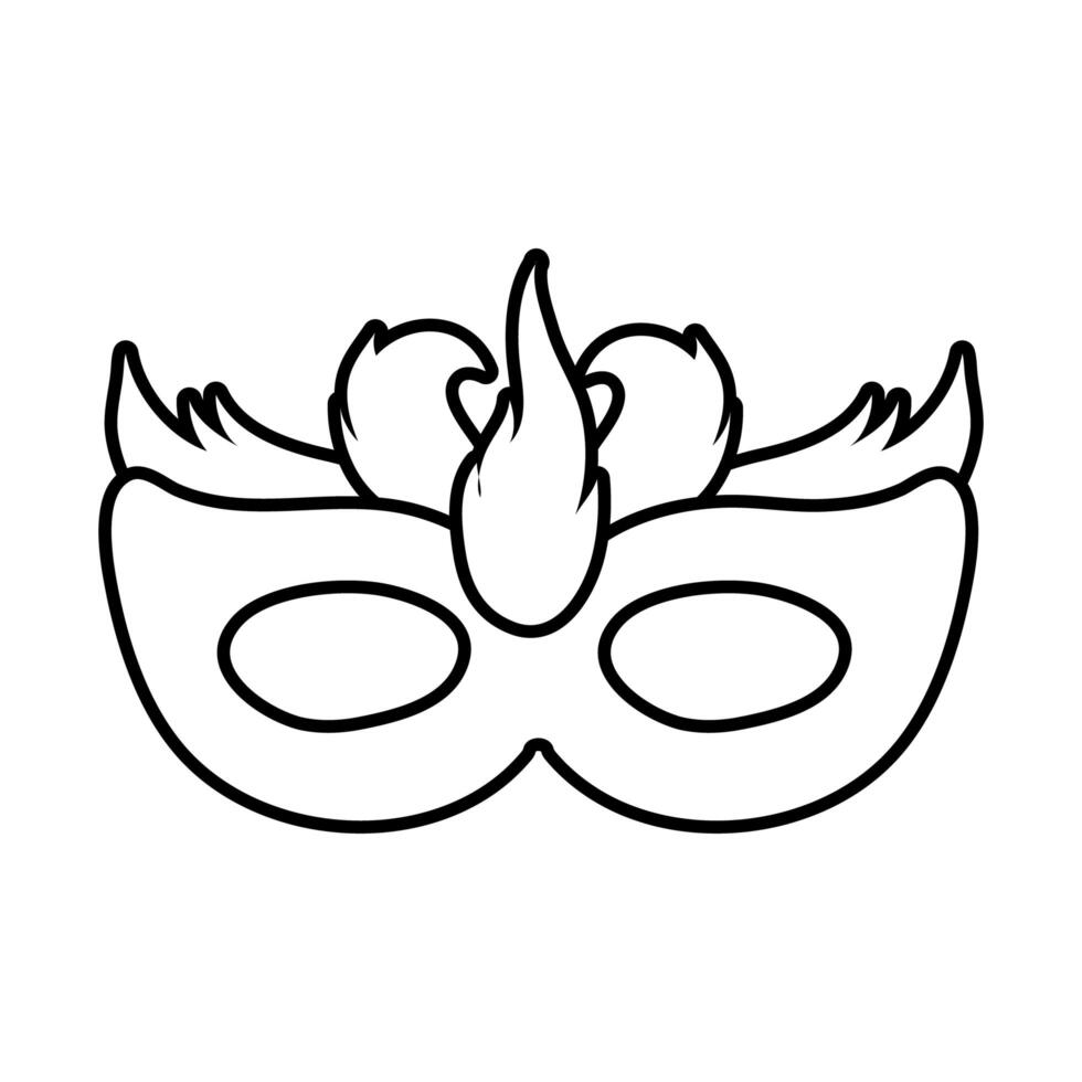 carnival mask with feathers line style vector