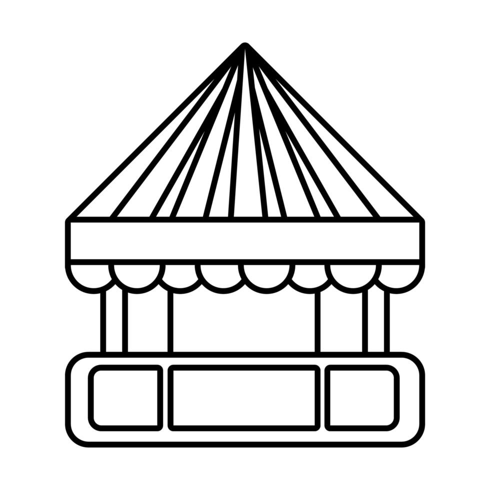 tent kiosk mechanical fairground attraction line style icon vector